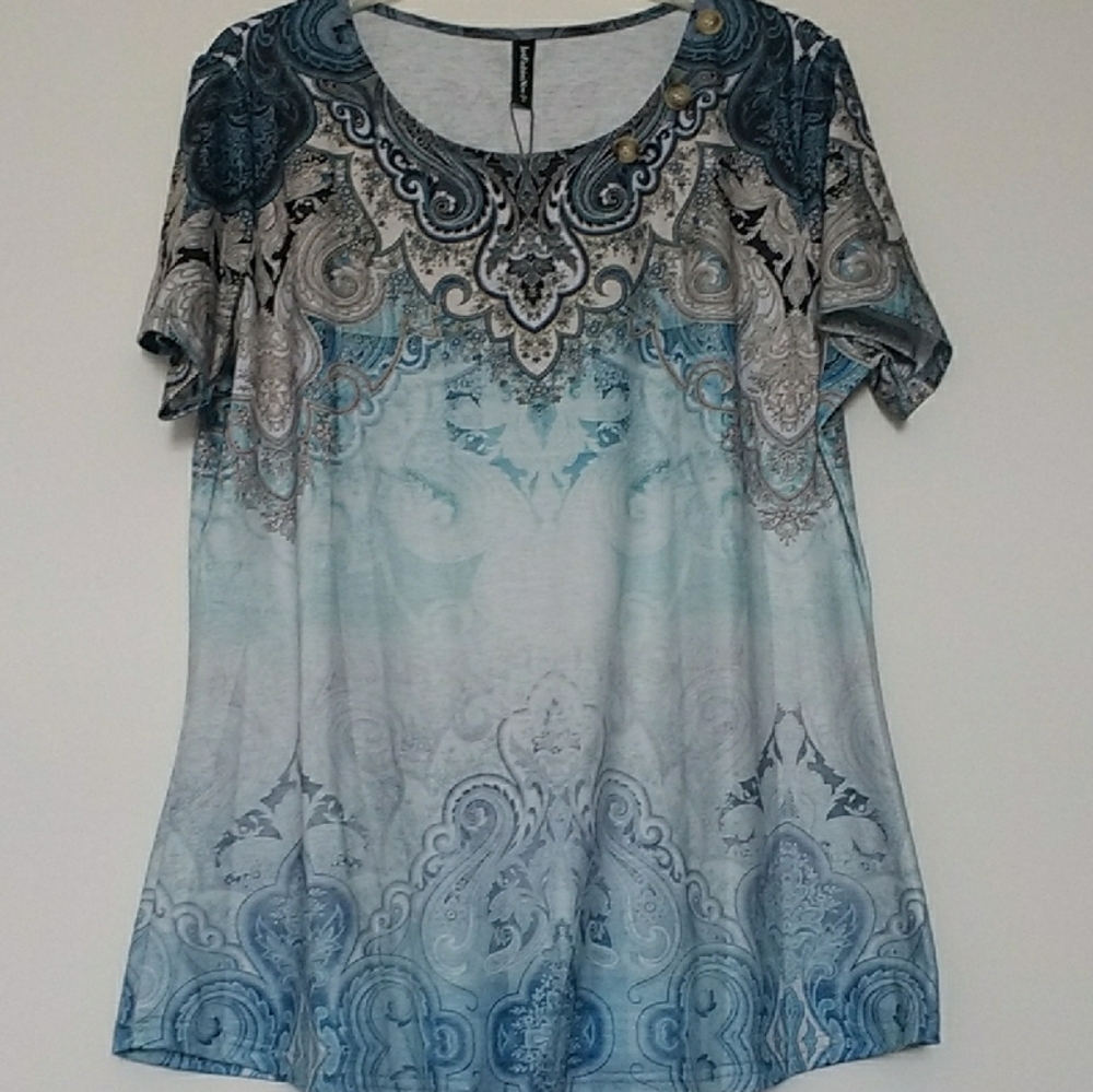 Elegant Blue and Cream Coloured Woman's Top